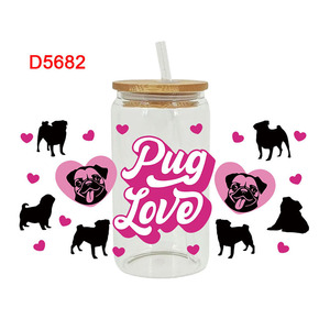 Autocollants DTF UV pour les amoureux des chiens, prix d'usine, autocollants pour gobelets en verre DTF, étiquettes personnalisées imprimées, autocollants UV pour gobelets - Product Image 5