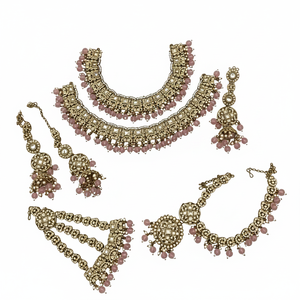 Ethnic High Quality <b>Gold</b> Plated Bridal Jewelry <b>Set</b> Zircon-Embellished Shadow Choker Necklace Earrings Maang Tikka Wedding Party - Product Image 2