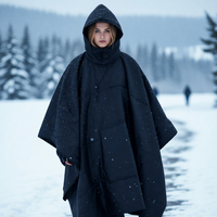 Couverture de camping à capuche super douce en polaire, isolation en nylon, imperméable, poncho 3-en-1 pour le printemps/l'automne, ultraléger et portable
