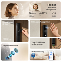 Serrure de porte intelligente personnalisable LNDU H02 avec reconnaissance faciale et veineuse, entrée sans clé Tuya, pour porte d'entrée