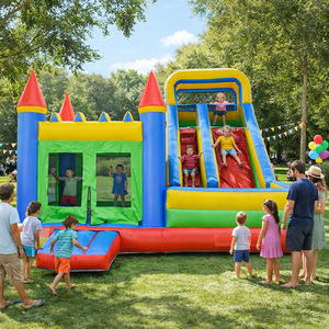 Château gonflable commercial pour enfants, maison de rebond avec double toboggan, château de saut, trampolines avec souffleur pour location de fête - Product Image 1