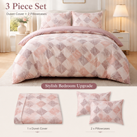 Ensemble de housse de couette à imprimé ethnique en gros, OEM ODM, 3 pièces avec revers uni pour literie à marque privée