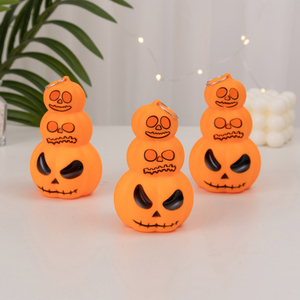 Linterna de calabaza de tres capas LED vela sin llama Halloween impreso ambiente festivo luz decoración del hogar adornos al aire libre fiestas - Product Image 2