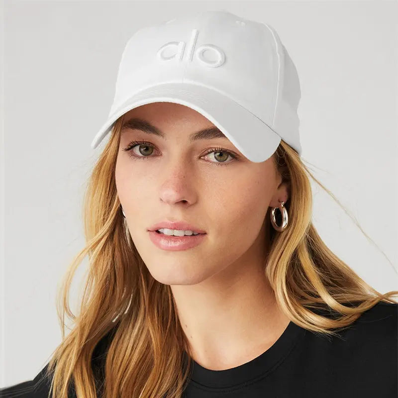 Mode décontracté Protection solaire brodé blanc noir rose haut rigide lettre Alo sport casquettes de Baseball chapeaux