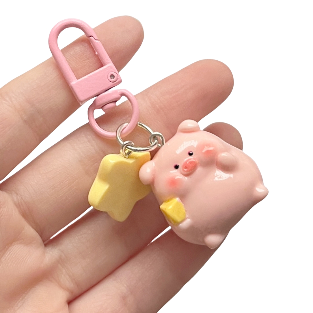 Portachiavi Maialino Rosa In Resina Morbida - Simpatico Accessorio Cartoon Per Chiavi E Borse
