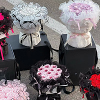 Eternal Rose Chiffon balet buket bunga yang diawetkan tahan lama 3-5 tahun Hari Ibu wisuda kartu ucapan kustom