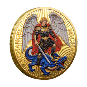 Pièce de collection commémorative en métal sur le thème de Michael, le Tueur de Dragons, avec verset biblique Psalm 91:10-11, cadeau souvenir - Product Image 2