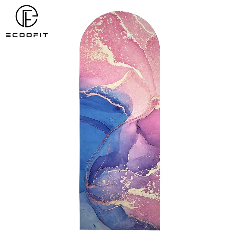 Ecoofit Custom Marble Anti Slip DIY Custom Oval Capsule Pill Arch Shape Frosted Matte Sticky PU Polyurethane Rubber Yoga Mat