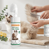 Nettoyant professionnel dégraissant OEM pour queue de chat, antibactérien, sans rinçage, traitement de la séborrhée pour chats, mousse pour la queue des animaux de compagnie