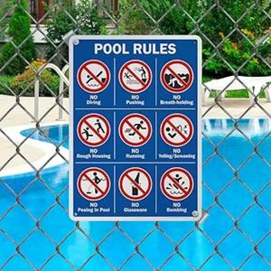 لافتة قواعد حمام سباحة عالية الجودة-ألومنيوم مطبوع أزرق متين مع زوايا دائرية لسلامة السباحة - Product Image 6