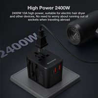 Wontravel 20W PD Pengisi Daya Cepat Adaptor Perjalanan Universal Colokan Dunia 3 USB Adaptor Perjalanan Internasional Semua dalam Satu