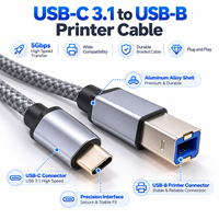 Kabel kepang USB C USB B 2.0 untuk Epson untuk HP untuk Canon MacBook Pro Samsung untuk pencetak mikrofon kamera