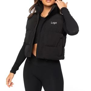 Custom Clothing High Quality Casual Trendy Crop <b>Women</b> Knitted <b>Vests</b> Down Jacket Cotton tank <b>Tops</b> for <b>Women</b> - Product Image 1