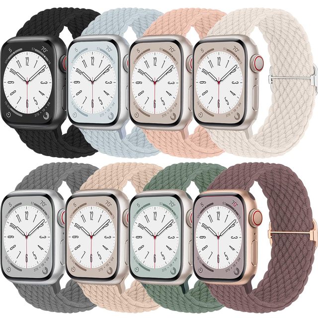Elastic Woven Nylon Watch Band for Apple Watch Series 4/5/6/7/8/9/10/11 & Ultra 2, Adjustable Slide-Buckle Strap