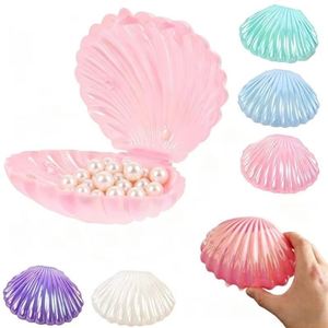 Boîte de rangement en plastique en forme de coquillage, grande taille, couleur nacrée, électroplaquée, pour ranger les petits objets, les collations, les bijoux - Product Image 1
