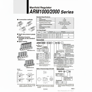 Contrôle de la pression du régulateur de collecteur ARM1000-1A1-01G SMC Pneumatics - Product Image 1