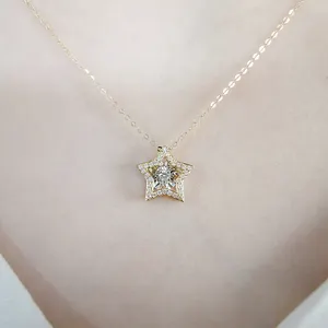 Bijoux en or pur 18k véritable diamant pendentif collier en forme d'étoile colliers de beauté en or 18K bijoux fins de bonne qualité