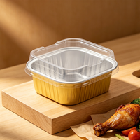 Contenant de cuisson en aluminium doré en gros avec couvercle transparent, résistant au four et au congélateur, gobelet jetable pour desserts et gâteaux pour boulangerie