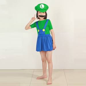 Super Bros Cosplay Famille Match Outfit Enfants et Adultes Halloween Costumes Rouge et Vert Mari Jumpsuit et Robe avec Chapeau <span class=keywords><strong>Moustache</strong></span> - Product Image 5