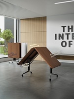 Nouvelle table de conférence pliante en bois artisanal, bureau de bureau, table de formation modulable à longues lames, combinaison de table et de chaise, 11 à 15 personnes