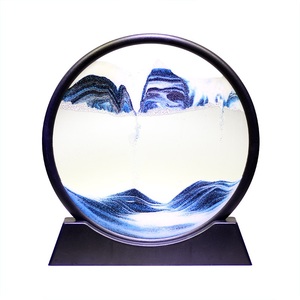 <span class=keywords><strong>Sablier</strong></span> <span class=keywords><strong>rond</strong></span> en verre soufflé à la main, scènes de sable mouvant 3D, art paysager, film animé, croix religieuse, Feng Shui, musique - Product Image 1
