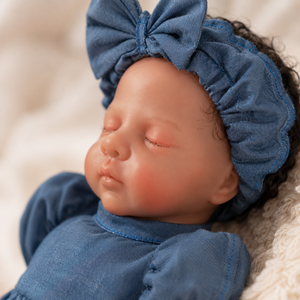 BAkwbwBY Muñeca Bebé <span class=keywords><strong>Reborn</strong></span> de Silicona de 12 Pulgadas, Realista, Niña Afroamericana con Traje Azul, Caja de Regalo, Biberón, Perfecta <span class=keywords><strong>para</strong></span> Niños - Product Image 1