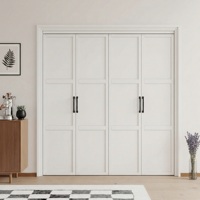 Portes pliantes à 3 panneaux en placage blanc massif avec isolation phonique et thermique pour chambre, villa, maison, intérieur