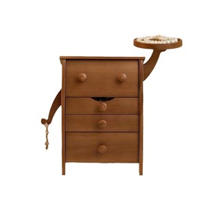 Solid Wood Jewelry Box Rectangle Multi Tiered Desktop Organizer Walnut Color Stud Earring Necklace <b>Storage</b> <b>Dressing</b> <b>Table</b> Use - Product Image 1