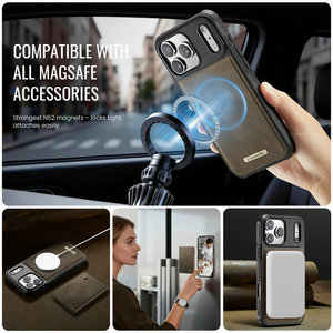 Nouvelle Arrivée Étui Rétro pour Téléphone Portable iPhone 17 Pro Max avec Fixation Magnétique <span class=keywords><strong>2</strong></span>-en-<span class=keywords><strong>1</strong></span> et Porte-Cartes en Cuir PU pour iPhone 17 Pro Max - Product Image 4
