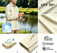 Camisas de Pesca para Hombre, Impermeables, con Botones, Manga Larga, Protección Solar UPF 50+ UV, Secado Rápido, Logotipo Personalizado, Lisas, para Camping y Senderismo