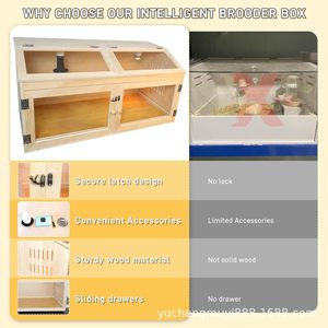 Gallinero de madera con control de temperatura para la cría de pollos, caja de cría de 2 compartimentos con diseño aislado - Product Image 5