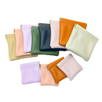 Sac cosmétique de poche en cuir PU pour le voyage Pochette en PU avec fermeture à pression Organisateur de bijoux Sac de rangement Porte-monnaie Rouge à lèvres