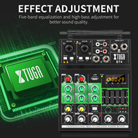 XTUGA BT4 Mixeur audio DJ sans fil professionnel 4 canaux avec alimentation fantôme 48V intégrée, métal et plastique, portée de 180 pieds, audio USB
