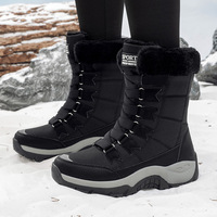 Bottes de neige hautes pour femme, mi-mollet, avec doublure en coton, semelle intérieure en EVA, confortables, imperméables, chaudes et rehaussantes