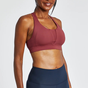 Compressione con Zip frontale reggiseno da corsa costume da bagno con capezza a fascia posteriore pantaloncini Set reggiseno sportivo medio - Product Image 2