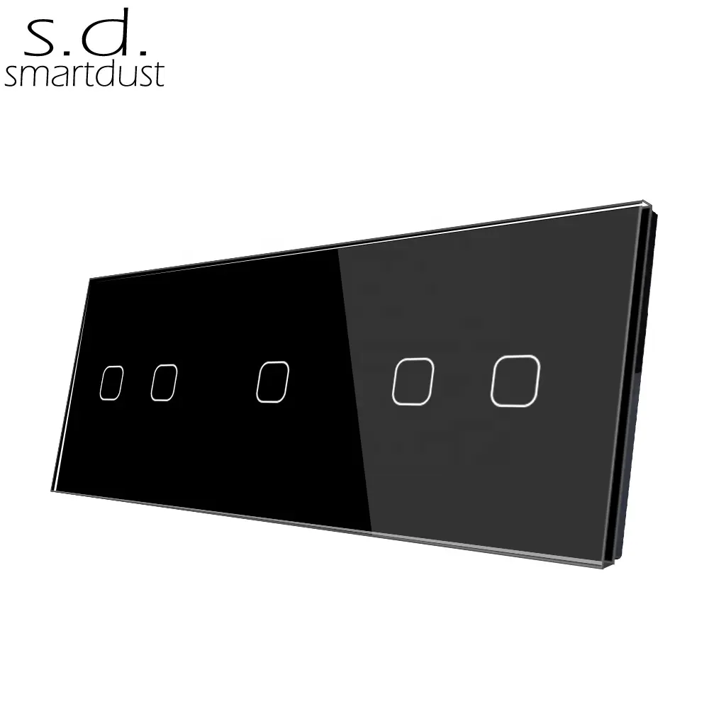 Smartdust EU Standard 5 Gang WIFI APP Control Home Touch Switch Smart DIY Function Parts Modular Glass Touch Light Switch