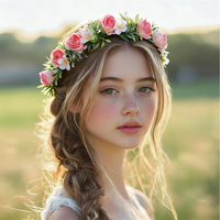Couronne florale artificielle faite à la main style forêt féerique, idéale pour mariages, fêtes, vacances et séances photo – Nouveauté très prisée