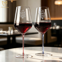 Grands verres à vin rouge 19oz/560ml, gobelets à vin en cristal soufflé à la main avec cordon coloré, pied long, élégants verres à Bourgogne et Bordeaux