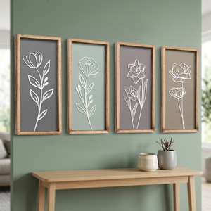 Arte Mural 3D con Textura de Madera, Cuadro Grande de Retrato en Tonos Neutros, Pinturas Modernas en Beige y Marrón con Base de Soporte Metálica - Product Image 3