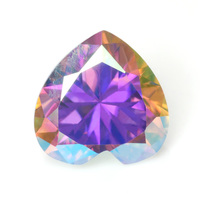 RTS Venta al por Mayor de Moissanita Opalescente Multicolor Completo con Corte Corazón, Tratada Termicamente y Creada en Laboratorio, Piedra Suelta Certificada por Terceros