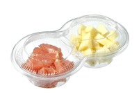 2 Pans Récipient à salade jetable rond en PET Boîte d'emballage de fruits à emporter en plastique à double compartiments pique-niques