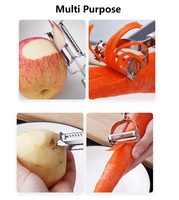 3 In 1 Roestvrijstalen Keuken Gadget Set Handleiding Multifunctionele Fruitschilder Mes Clip-On Rasp Groenteschiller