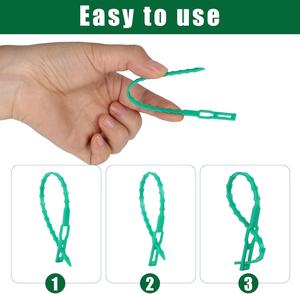 Attache de câble réglable en plastique pour plantes Attaches torsadées en plastique vert pour fournitures de jardin Cordes de reliure fixes pour vignes grimpantes - Product Image 4