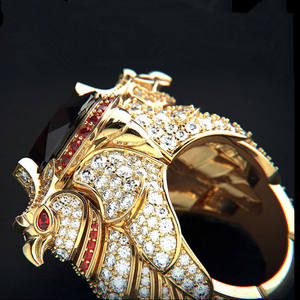 Anillo de cóctel con diseño animal para hombre F540, con zafiro talla princesa y engaste pavé, anillos de moda para boda - Product Image 3