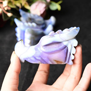 Têtes de dragon en agate bleue géode naturelle en gros pour la décoration - Product Image 4