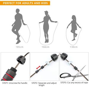 <span class=keywords><strong>Corde</strong></span> à <span class=keywords><strong>sauter</strong></span> professionnelle réglable en fil d'acier, cordes à <span class=keywords><strong>sauter</strong></span> avec poids de 235g, fournitures directe depuis l'usine - Product Image 3