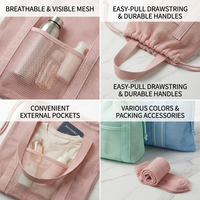 Ensemble de sacs à cordon en maille légère, pochette de rangement respirante pour articles de toilette de voyage, idéale pour la gym, la natation et les essentiels sportifs