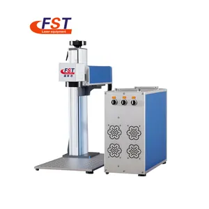 Foster High speed Raycus MAX split fiber laser marking machine with rotary device 20w 30w 50w metal nonmetal ring nameplate logo