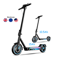 Trottinette électrique en stock dans les entrepôts de l'UE, des États-Unis et du Royaume-Uni, 36V 10.5Ah/15Ah, pneus gonflables de 10 pouces, longue autonomie, pliable, pour adultes, conforme à la norme EN17128