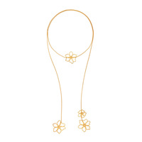 Ensemble de bijoux tendance avec pendentif floral multi-couches, collier, boucles d'oreilles vintage à fleurs, chaîne de pull, long collier pour femmes